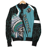 Powwow Storegb nat00651 skull headdress native womens bomber jacket