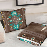 Powwow Storegb nat00538 blue pattern brown pillow blanket