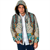 Powwow Storegb nat00069 turquoise blue pattern breastplate mens padded hooded jacket