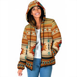 Powwow Storegb nat00559 yellow native pattern womens padded hooded jacket new