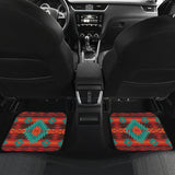 Powwow Store gb nat00611 red geometric pattern front and back car mats set of 4