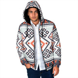 GB-NAT00318 Purple Tribals Design Men's Padded Hooded Jacket