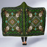Native Amrican Mandala Pattern Green Hooded Blanket