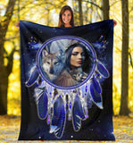 Powwow Store gb nat00355 native girl dream catcher blue galaxy blanket