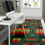 Green Native Tribes Pattern Native American Area Rug - Powwow Store