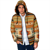 Powwow Storegb nat00559 yellow native pattern mens padded hooded jacket