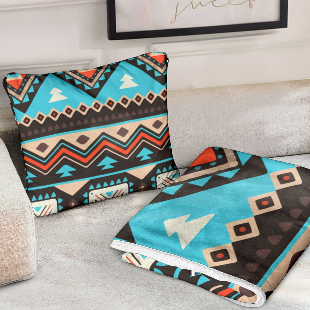 GB-NAT00319 Line Shapes Ethnic Pattern Pillow Blanket