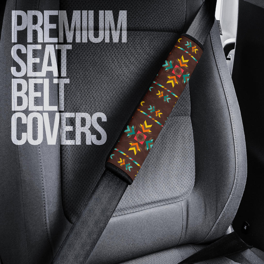 GB-NAT00600 Brown Pattern Native Seat Belt Cover