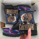 GB-NAT00380 Purple Tribe Pattern Leather Boots