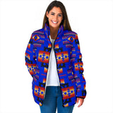 GB-NAT00046-06  Dark Blue Native Tribes Pattern Women's Padded Jacket