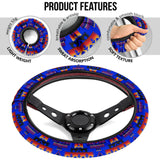 Powwow Store gb nat00046 06 dark blue native tribes pattern steering wheel cover