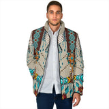 Powwow Storegb nat00069 turquoise blue pattern breastplate mens padded jacket