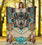 Powwow Store gb nat00069b blue mandala wolf blanket