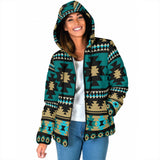 GB-NAT00510 Red Ethnic Pattern Women's Padded Hooded Jacket