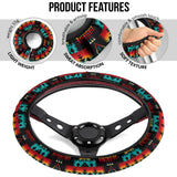 GB-NAT00046-02 Black Native Tribes Pattern Steering Wheel Cover