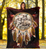 Powwow Store gb nat00391 wolves red galaxy blanket