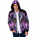 GB-NAT00564 Howling Wolf Dream Catcher Men's Padded Hooded Jacket