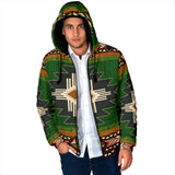 GB-NAT0001 Southwest Green Symbol Men's Padded Hooded Jacket