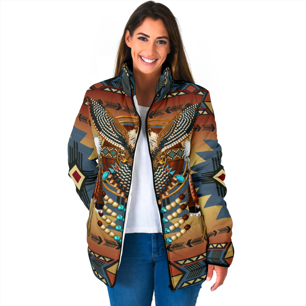 Powwow Storegb nat00057 03 southwest blue symbol womens padded jacket