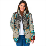 Powwow Storegb nat00069b blue mandala wolf womens padded jacket