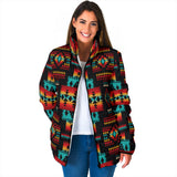 Powwow Storegb nat00046 02 black native tribes pattern womens padded jacket new