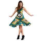 Turquoise Blue Color Native Ameican 3D Dress