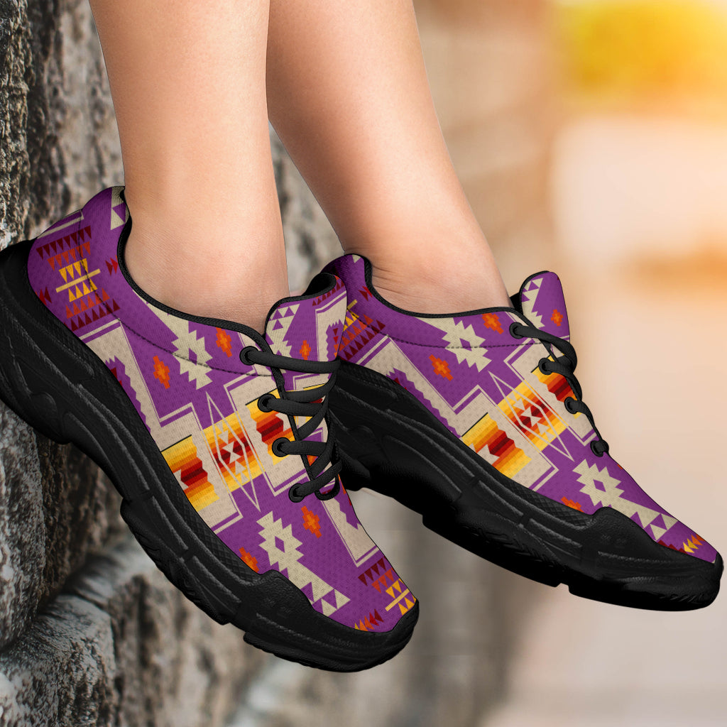 GB-NAT00062-07 Light Purple Tribe Design Chunky Sneakers