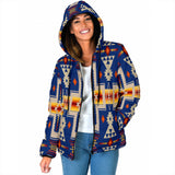 GB-NAT00062-04 Navy Tribe Women's Padded Hooded Jacket