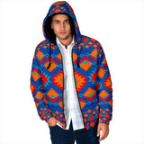 GB-NAT00520  Red & Yellow Geometric Men's Padded Hooded Jacket