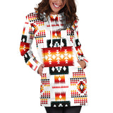 Powwow Store gb nat00075 white tribes pattern native american hoodie dress