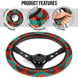 Powwow Store gb nat00611 red geometric pattern steering wheel cover