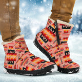 GB-NAT00046-16 Tan Tribes Pattern Native American Cozy Winter Boots