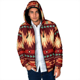 GB-NAT00510 Red Ethnic Pattern Men's Padded Hooded Jacket