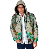 GB-NAT00069-02 Green Pattern Men's Padded Hooded Jacket