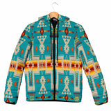 GB-NAT00062-05 Turquoise Tribe Women's Padded Hooded Jacket