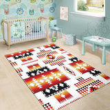 White Native Tribes Pattern Native American Area Rug - Powwow Store