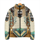 Powwow Storegb nat00059 brown pattern breastplat mens padded jacket