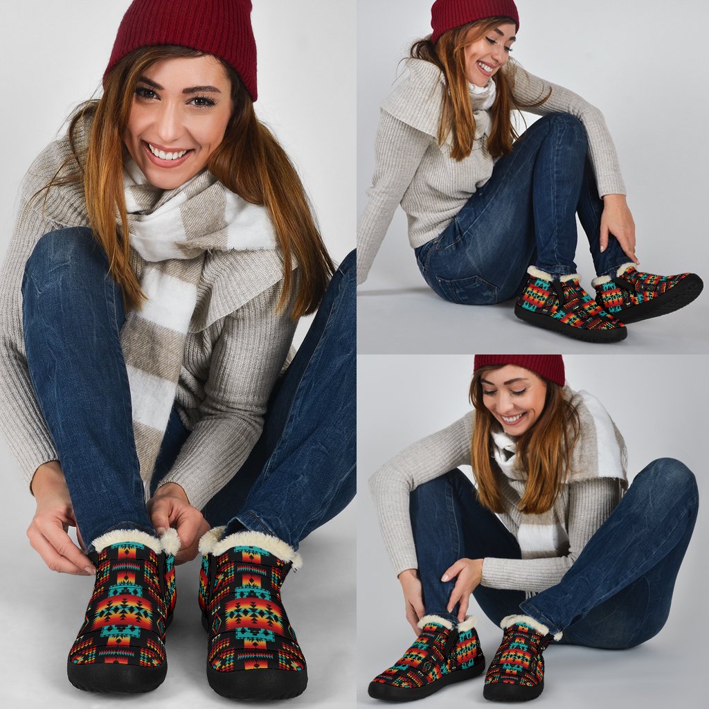 Navy Native Tribes Pattern Native American Winter Sneakers - Powwow Store