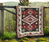 Ethnic Red Gray Pattern Native American Premium Quilt