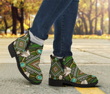 Naumaddic Arts Green Native American Design Fashion Boots