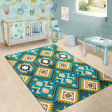 Turquoise Blue Color Native Ameican Design Area Rug
