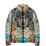 Powwow Storegb nat00069b blue mandala wolf womens padded jacket