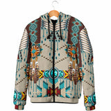 Powwow Storegb nat00069 turquoise blue pattern breastplate mens padded hooded jacket 1