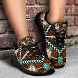GB-NAT00023-04 Mandala Brown Native American Sport Sneakers