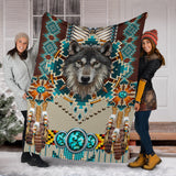 Powwow Store gb nat00069b blue mandala wolf blanket