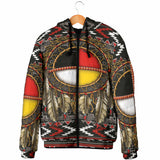 Powwow Storegray native pattern mens padded hooded jacket