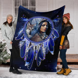 Powwow Store gb nat00355 native girl dream catcher blue galaxy blanket