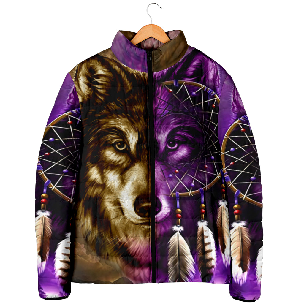 Powwow Storegb nat0005 dreamcatcher purple wolf womens padded jacket