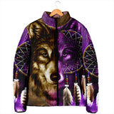 GB-NAT0005  Dreamcatcher Purple Wolf  Women's Padded Jacket