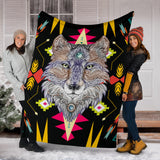 Powwow Store gb nat00345 wolf full color pattern blanket